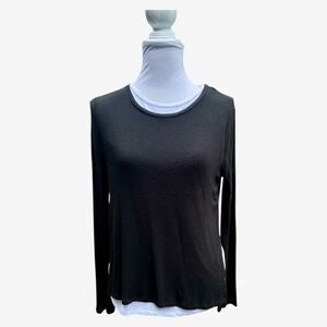 Olivaceous Black white layered sweater long sleeve top S